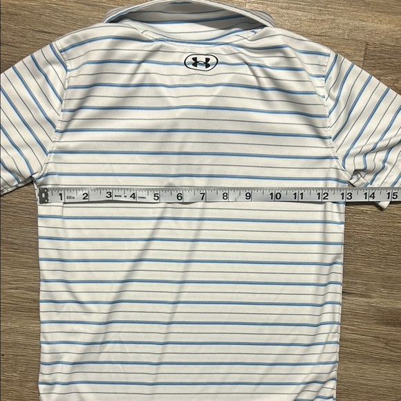 Under Armour Kids Striped Polo Shirt - White and Blue - Picture 5 of 5